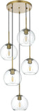 Living District Baxter 5-light brass pendant with clear glass