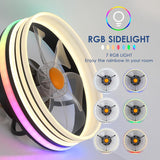 Flush Mount Ceiling Fan with RGB Light - 13Ò Small Bladeless Ceiling Fan Light with Reversible Mute Motor, RGB LED Dimmable, Low Profile Enclosed Ceiling Fans for Indoor, Kids Room, Party