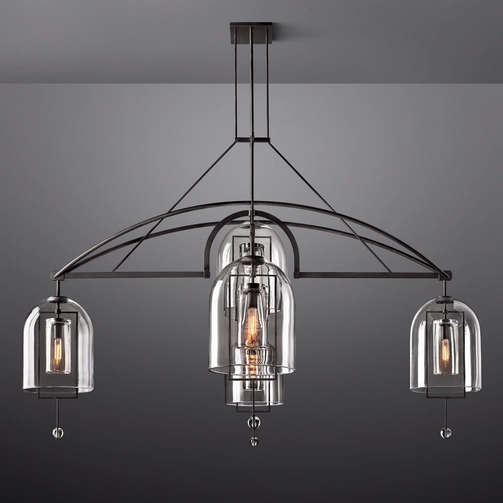 Modern Circular 85" Chandelier from Fulcron Collection 5 Lights - Antique Premium Metal with Refined Black Finish - A500-CB/51001/85