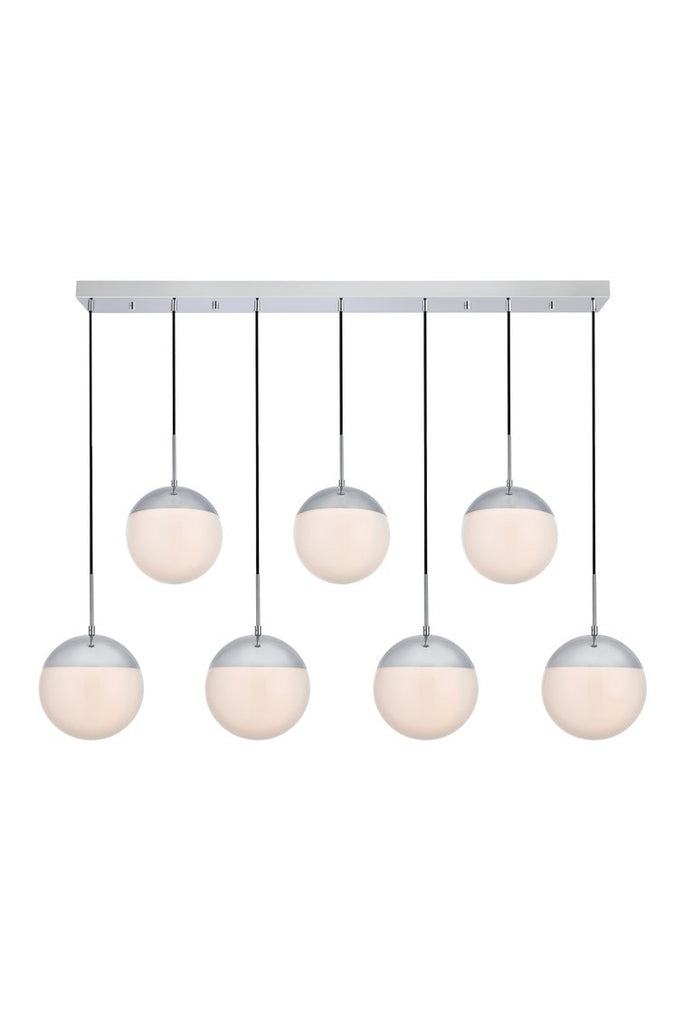 ZC121-LD6088C - Living District: Eclipse 7 Lights Chrome Pendant With Frosted White Glass