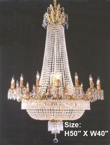 French Empire Crystal Chandelier Lighting Gold H50" X W40" - Perfect For An Entryway Or Foyer - A500-1280/14+7