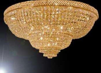 French Empire Crystal Flush Basket Chandelier W/Swarovski Crystal H 29" W 50" - A500-Flush/Cg/448/48Sw