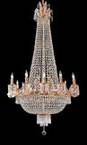 Swarovski Crystal Trimmed French Empire Gold Crystal Chandeliers Lighting W 25" H52" 12 Lights - Great for The Dining Room, Foyer, Entry Way, Living Room - A500-C7/1280/8+4SW