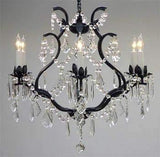 Set of 2-1 Wrought Iron Chandelier Crystal Chandeliers Lighting H36" X W36" and 1 Wrought Iron Crystal Chandelier Lighting - Great for Bedroom, Kitchen, Dining Room, Living Room, and More! - A500-1EA 3034/10+5 + 1EA 3530/6