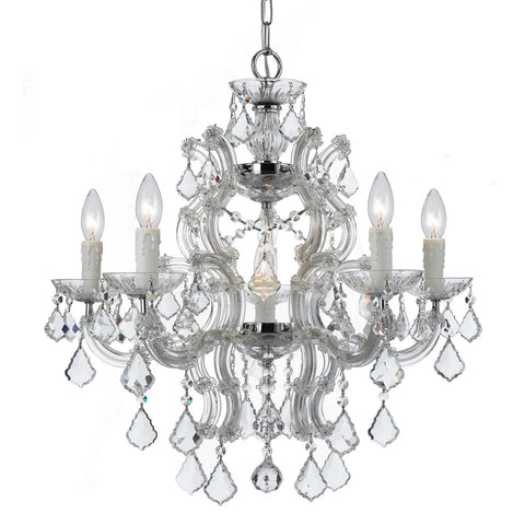 6 Light Polished Chrome Crystal Chandelier Draped In Clear Hand Cut Crystal - C193-4335-CH-CL-MWP