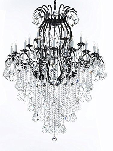 Wrought Iron Chandelier Crystal Chandeliers Lighting Empress Crystal (Tm) H60" W46" Perfect For An Entryway Or Foyer - A500-B12/3034/18+6