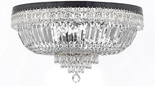 French Empire Crystal Semi Flush Basket Chandelier Chandeliers Lighting With Dark Antique Finish H21" XW30" - A500-B8/FLUSH/CB/870/14