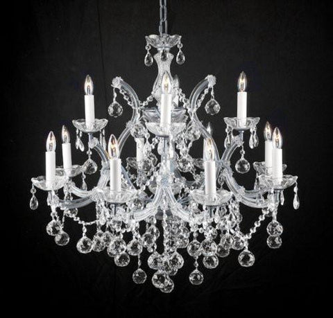 New Lighting Chandelier W/ Crystal Balls 28 X 30 - A500-Silver/Balls/21532/12+1