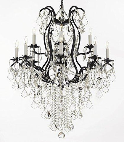 Wrought Iron Empress Crystal (Tm) Chandelier Lighting H40" X W28" - A500-B12/3034/8+4