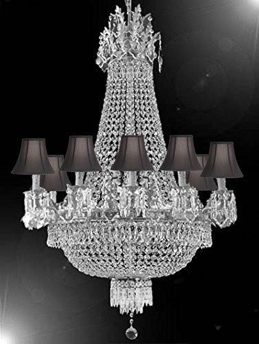 Swarovski Crystal Trimmed Chandelier French Empire Crystal Chandelier Lighting Chandeliers H32" X W25" With Black Shades - A500-Cs/Blackshade/1280/8+4 Sw