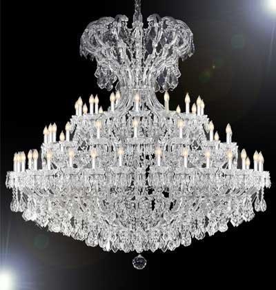 Large Foyer / Entryway Maria Theresa Chandelier Crystals Lighting H82" X W84" - A500-Silver/3103/64+8Sw
