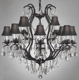 Swarovski Crystal Trimmed Chandelier Wrought Iron Crystal Chandelier Lighting With Shades - A500-Blackshades/3034/8+4 Sw