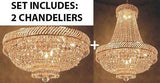 Set Of 2 - Swarovski Crystal Trimmed Chandelier French Empire Crystal Chandelier Lighting H26" X W23" + French Empire Crystal Flush Basket Chandelier W/Swarovski Crystal H 16" W 23" - 1Ea-Cg/448/9Sw+1Ea-Flush/Cg/448/9Sw A500-