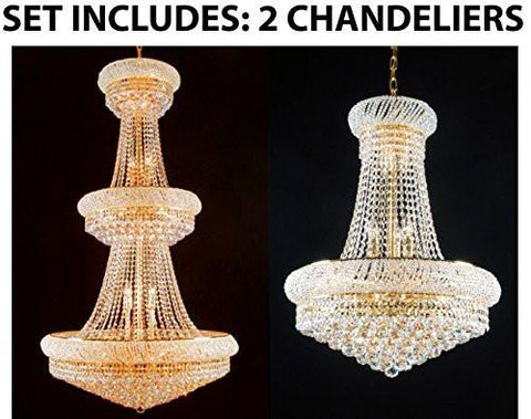Set Of 2 - 1 For Entryway/Foyer And 1 For Dining Room French Empire Empress Crystal (Tm) Chandeliers Chandelier Lighting - 1Ea Cg/541/32+1Ea Cg/542/15 A500-