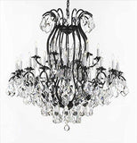 Swarovski Crystal Trimmed Chandelier Wrought Iron Crystal Chandelier Lighting H46" W46" Perfect For An Entryway Or Foyer - A500-3034/18+6Sw