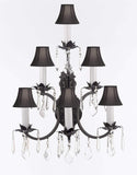 Wrought Iron Wall Sconce Crystal Lighting 3 Tier Wall Sconces W16 x H24 w/Black Shades - A500-BLACKSHADES/6/3034
