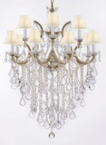 Maria Theresa Chandelier Lights Fixture Pendant Ceiling Lamp Dressed HT 40" WD 28" - Good for Dining Room, Foyer, Entryway, Living Room and More! w/White Shades - A500-WHITESHADES/B12/21532/12+1