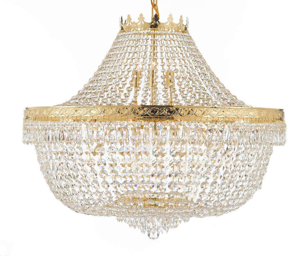 Nail Salon French Empire Crystal Chandelier Lighting - Great for The Dining Room, Foyer, Entryway, Family Room, Bedroom, Living Room and More! H 30" W 36" - A500-H30/CG/4199/25