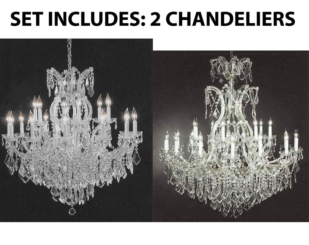 Set of 2-1 Chandelier Crystal Lighting Empress Crystal (TM) H38" W37" and 1 Large Foyer/Entryway Maria Theresa Empress Crystal (tm) Chandelier Lighting! H 52" W 46" - CS/1/21510/15+1 + CS/52/2MT/24+1 A500-