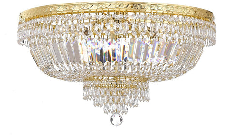 French Empire Crystal Semi Flush Basket Chandelier Chandeliers Lighting H18" XW24" - A500-B8/FLUSH/CG/870/9