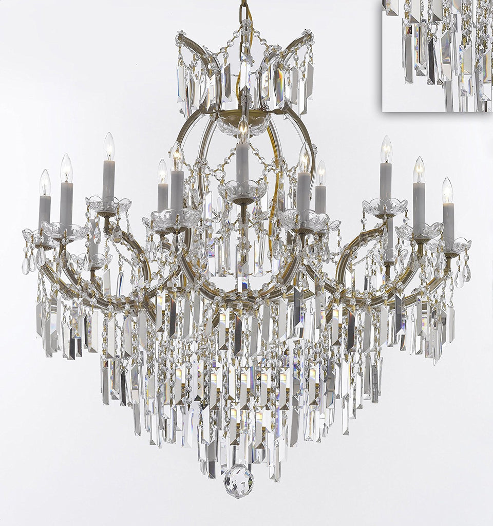 Maria Theresa Chandelier Crystal Lighting Chandeliers with Optical Quality Fringe Prisms! Great for the Dining Room, Foyer, Entry Way, Living Room! H38" X W37" - A500-B8/21510/15+1