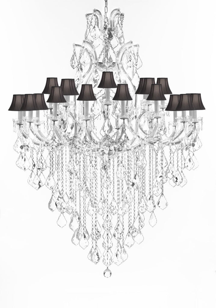 Crystal Chandelier Lighting Chandeliers H65"X W46" Great for the Foyer, Entry Way, Living Room, Family Room and More w/Black Shades - A500-B12/BLACKSHADES/CS/52/2MT/24+1