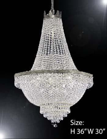 French Empire Crystal Chandelier Lighting H36" X W30" - A500-Silver/870/14